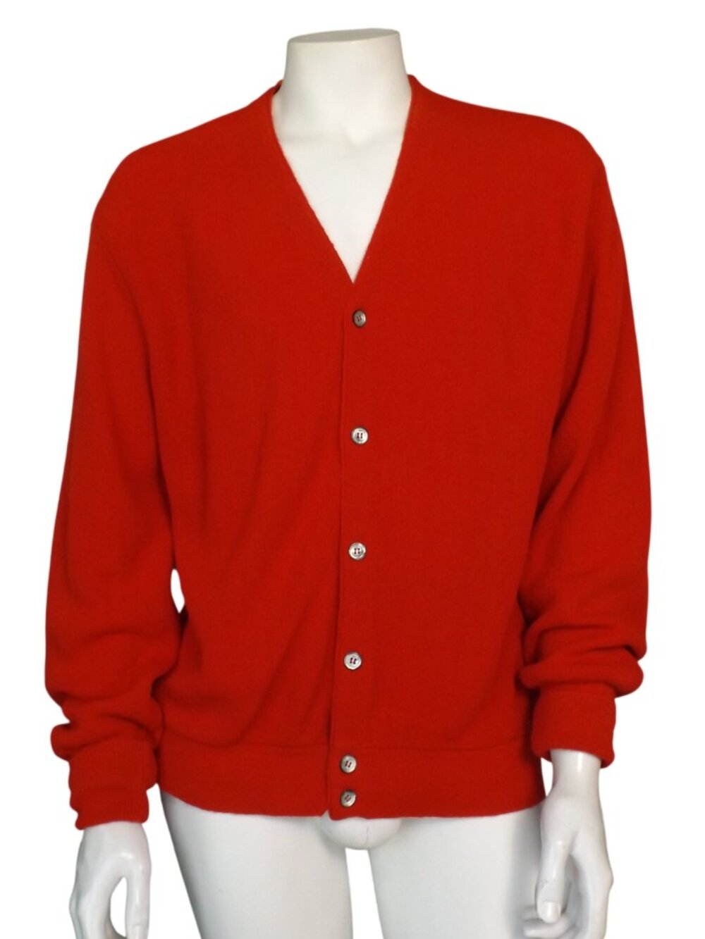 Vintage CARMEL Collection Cardigan Sweater, L, Red! Buttons, Rolled cuff,